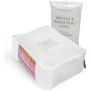 Hayden Hill Luxury Organic Cotton Sweater Storage Bag - Fits 4 Fine Knits - 15 Inch - Breathable Clothes Storage For Cashmere - Moth Proof Sweater Organizer For Closet - Certified Carbon Neutral