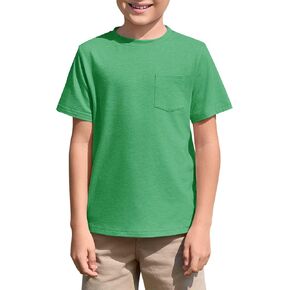 الأولاد Haloumoning Tirts Kids Shirt Sleeve Pocket Shirt Crewneck Summer Basic Teeps 5-14 Years