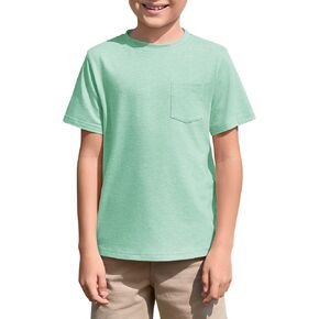 الأولاد Haloumoning Tirts Kids Shirt Sleeve Pocket Shirt Crewneck Summer Basic Teeps 5-14 Years in Kuwait