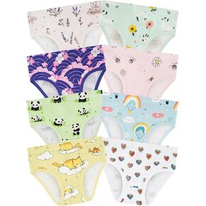 Girls' Underwear,Soft Cotton Tagless Panties for Toddlers' & Little Kids Comfort,Breathable Briefs,8-Pack
