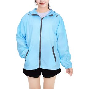 Women's Lightweight Jacket Hooded Lightweight Raincoat Outdoor Waterproof Windbreaker with Pockets Cycling Bike