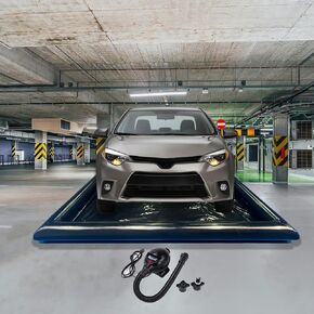 حصيرة غسيل للسيارات قابلة للنفخ 9.7 '× 19.5' احتواء pvc garage floor حصيرة حماية غير مقاومة للماء من الماء والثلوج والمطر والطين والزيت الأسود للسيارات