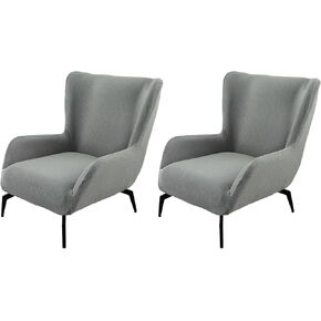 HAOYONG Mid Century Modern Accent Chair Cover Jacquard Armchair Slipcover 1-Piece Soft Armchair Sofa Covers Removable Washable Chair Covers with Arms Furniture Protector for Living Room - Set of 2