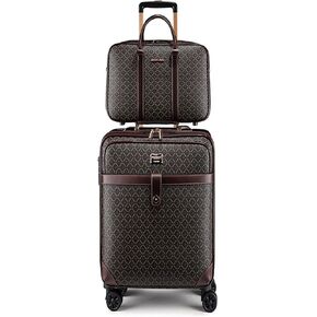 feilario 2Pcs Leather Business Spinner Wheel Luggage Waterproof Carry-On Suitcase with TSA Lock - Capacity 36-55L