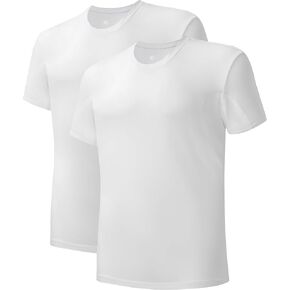 DAVID ARCHY Men's Undershirt with Underarm Sweat Proof Pads, Bamboo Rayon T-Shirt Odor Defense Tees for Men, 2-Pack