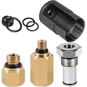 6.0 High Pressure Oil Pump IPR Valve Air Test Fitting Tool, 6.0 IPR Valve Socket with Seal Kit and High Pressure Oil Rail Adapters Leak Test Kit Fit for Ford 6.0L Powerstroke Diesel Engine