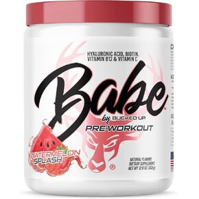 Babe Pre Workout powder for Women | Watermelon Splash | 6g Citrulline, 2g Beta-Alanine, 100mg Hyaluronic Acid, 5mg Biotin and 5 other registered trademarked ingredients | 30 servings | 12.8 OZ