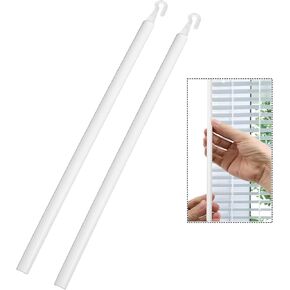 24 inch 2 Pair Blind Wands,Blind Rod with Hook and Grip,Vertical Blinds Replacement Parts,Plastic Blind Opener,Curtain Stick Blind Tilt Wand for Window (24 inch_White)