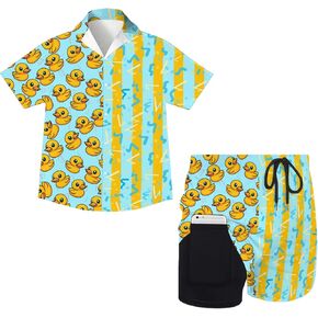 Boys Hawaiian Shirt and Short Set 2 Pieces Summer Toddler Outfit for Beach