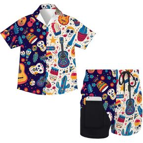Boys Hawaiian Shirt and Short Set 2 Pieces Summer Toddler Outfit for Beach in Saudi Arabia