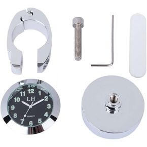 Motorcycle Handlebar Clock Aluminum Table Clock with Night Light Feature Easy to Install for Motorcycles Bicycles and Electric Vehicles Silver