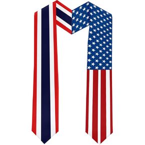 2025 Thailand Flag and USA Flag Graduation Stole Graduation Sash for International Student (Baccalaureate Gown and Hat Not Included)
