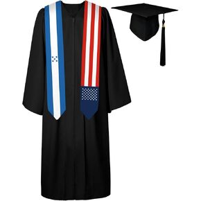 72 Inch Honduras Flag and USA Flag Graduation Sash Unisex Adults Graduation Stole Scarf International (Not Include Baccalaureate Gown and Hat)