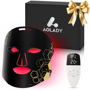 Aolady Red Light Therapy for Face, Birthday Gifts for Women Mom, 3 Modes Portable LED Face Mask Light Therapy with 2500mAh Remote, 850nm Infrared for Anti-Aging with 280 LEDs for Home Travel Use