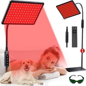 Red Light Therapy for Body & Face, Dual 660nm/850nm Infrared Red Light Therapy Lamp, Adjustable Brightness & Modes, Standing Light Therapy Panels for Muscle Recovery