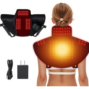 Red Light Therapy Neck Shoulder,Rechargeable Infrared Light Therapy Device for Body with Massage and Timer,Wearable 660nm&850nm Red Light Therapy Wrap Pads for Body at Home