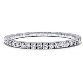 SAVEARTH DIAMONDS Round Cut Lab Created Moissanite Diamond Stretchable Expandable Flexible Tennis Bracelet For Women In 14K Gold Over 925 Sterling Silver (Clarity : VVS1, 5.75 Ct To 6.55 Ct)