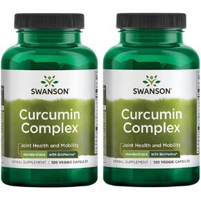 Swanson Curcumin Complex - Herbal Supplement Supporting Joint Health, Mobility & Physical Function - Standardized with BioPerine for Maximum Absorption - (120 Veggie Capsules) (2 Pack)