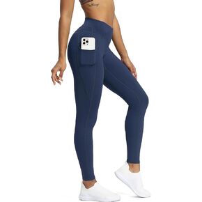 Aoxjox Trinity High Waisted Yoga Pants with Pockets for Women Tummy Control Cross-Waist Buttery Soft Workout Leggings 26"