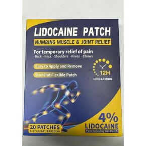 4% Lidocaine Cooling Patches Maximum Strength, ICY Hot Comfort Patch for Back Knee Neck Muscle Support, Topical Gel Patch - 20 Pieces-AAA