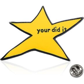 You Did It Star Pin, Golden Metal Star Pins, Gold Star Pins for Backpack Bag Clothes Jewelry Accessories, Inspirational Enamel Pin for Friends