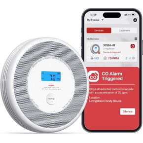 X-Sense Smart Smoke Detector and Carbon Monoxide Detector with Voice Location, Wi-Fi Smoke Detector Carbon Monoxide Detector Combo with Real-Time App Notifications, XP0A-iR, 1-Pack