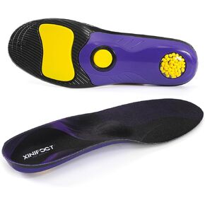 XINIFOOT Plantar Fasciitis High Arch Support Insoles for Men Women - Flat Feet Insert - Work Boot Shoe Insole - Foot Pain Running Shock Absorption Insert (M Men 7-8.5 / Women 9-10.5)