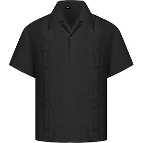 MAXJON Boys Guayabera Shirts for Kids Casual Button Down Shirt Cuban Short Sleeve Shirts