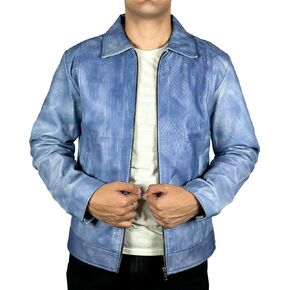 Isaac & David Chicago Men's New Black/Brown Lambskin Leather Classic Open Bottom Jacket Motorcycle Vintage Racing Jacket