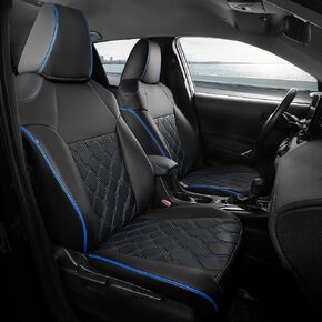 FREESOO for Toyota Corolla Seat Covers L LE 2020 2021 2022, Luxury Leather Seat Covers for Cars, Custom Fit Car Seat Covers, Waterproof Car Seat Cover Cushions Protector, Black Gray Full Set