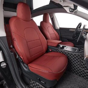 EKR Model Y Seat Covers for Tesla Model Y 2019-2025 Standard Range,Long Range,Performance (Only for 5 Seats),Waterproof Seat Protectors,Car Seat Cover Full Set,Leather (White)