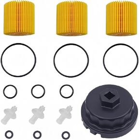 04152-yzza1 Oil Filter for Toyota Tacoma, Camry, RAV4, Highlander, Sienna,Tundra. Oil Change Kit with Oil Filter Wrench and Genuine Oil Filters