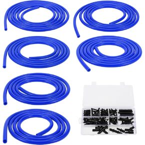 Motoforti Silicone Vacuum Tubing Hose Automotive Vacuum Line 5Ft 3/4/5/6/8/10mm ID 2mm Thickness High Temperature Blue 1 Set 130PSI Max Pressure