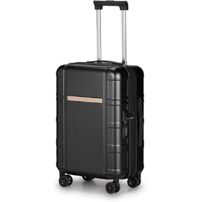Karl Home 20in Carry On Luggage Airline معتمدة من حقائب قذيفة صلبة قابلة للتوسيع مع عجلات مدمجة في حقيبة أمتعة TSA للأعمال/السفر الأسود
