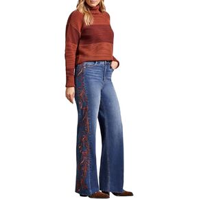 Tribal Women's Brooke High Rise Jeans with Side Embroidery