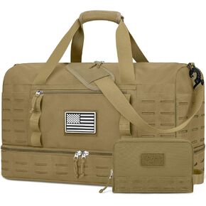 ZOMFELT Travel Bag for Men, Tactical Gym Duffle with Shoe Compartment & Toiletry Bag, Waterproof Carry On Weekender with Molle System for Overnight Trip, Tactical Use, Flight Approved, Black