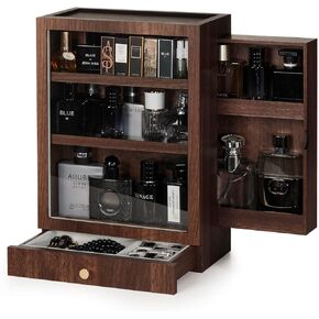 Homde Cologne Storage Organizer with Drawer - Men's Cologne Holder - Stylish Display Box for Home Bathroom