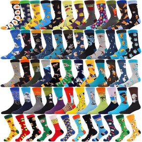 MAKABO 36 Pairs Random Funny Pattern Bulk Colorful Cotton Crazy Socks for Men Women