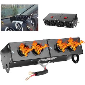 Car Heater, Portable Heater for Car,12V Car Defogger Auto 4 Hole Heating Fan 12V Defroster Defogger 800W for Automobile Windscreen Defrost Defogger Keeping Warm