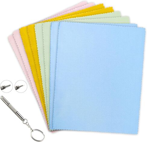 AIMI Assorted Colors Microfiber Cleaning Cloths - 6" x 7" Microfiber Glasses Cloth - Great for Cleaning Eyeglasses, Cell Phones, Screens, Lenses, Glasses and All Delicate Surface (8 Pack) in Saudi Arabia