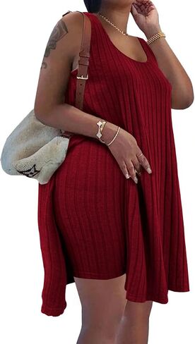 Women's Plus Size Two Piece Outfits Summer Sleeveless Tunic Tops Bodycon Biker Shorts Sweatsuits Sets in Saudi Arabia
