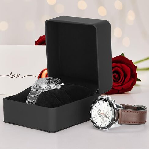 علبة ساعة واحدة ، مربع هدايا ساعة سفر مع وسادة قابلة للإزالة ، ومربعات منظمات عرض Wristing Leather Leather الفاخرة لـ MEM and Women (Black) in Kuwait