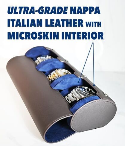 Italian Travel Watch Case | Watch Case Travel | Upgraded Premium MicroSkin Interior | Italian Nappa Leather | Expertly Crafted with High-quality Materials | Safe & Protected (3 roll size) in Saudi Arabia
