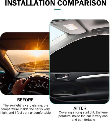 4 PCS Car Side Window Sunshade, Front Rear Window Sunshade Net, Sun Protection Heat Insulation Cooling Elastic, Universal for Most Car (Black) in Saudi Arabia