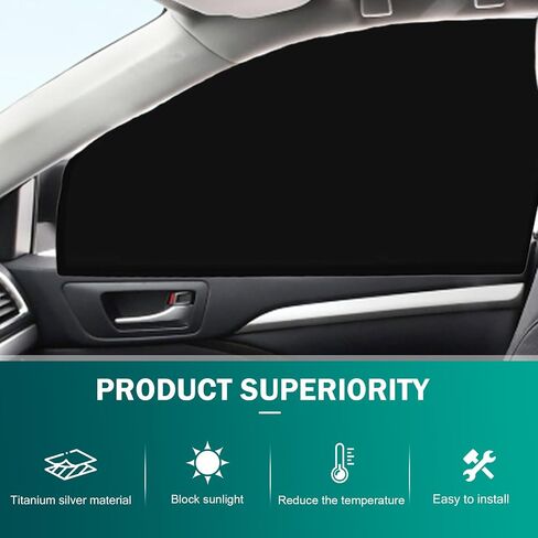 4 PCS Car Side Window Sunshade, Front Rear Window Sunshade Net, Sun Protection Heat Insulation Cooling Elastic, Universal for Most Car (Black) in Saudi Arabia