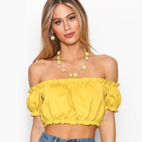 Flyonce Flower Choker Necklace Enamel Floral Flower Bib Necklaces with Earrings Summer Beach Jewelry for Women in Kuwait