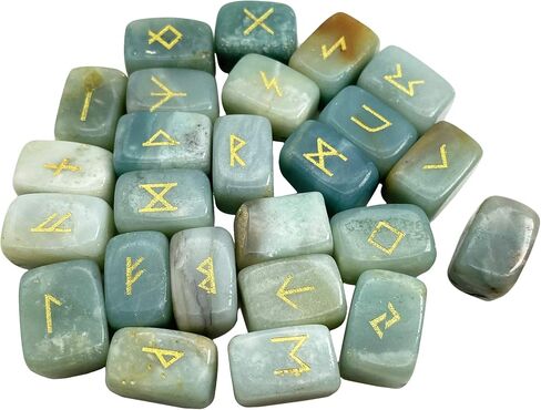 Natural Amethyst Rune Stones Set, Engraved Elder futhark Viking Alphabet Runes Gemstone Chakra Balancing Reiki Healing Spiritual Metaphysical, 25Pcs in Saudi Arabia