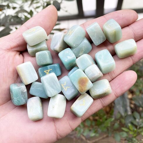Natural Amethyst Rune Stones Set, Engraved Elder futhark Viking Alphabet Runes Gemstone Chakra Balancing Reiki Healing Spiritual Metaphysical, 25Pcs in Saudi Arabia