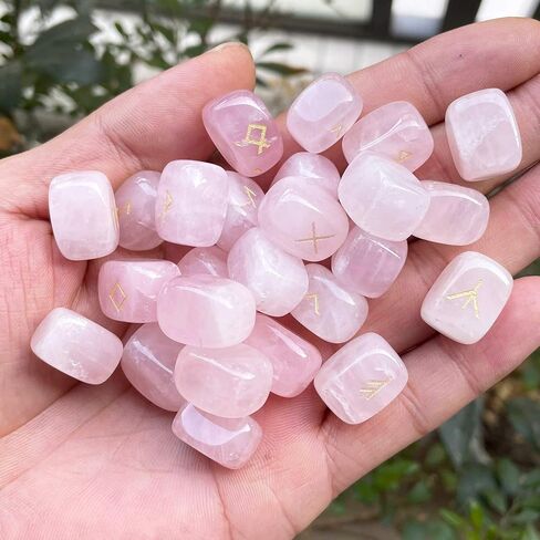 Natural Amethyst Rune Stones Set, Engraved Elder futhark Viking Alphabet Runes Gemstone Chakra Balancing Reiki Healing Spiritual Metaphysical, 25Pcs in Saudi Arabia