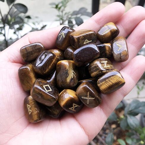Natural Amethyst Rune Stones Set, Engraved Elder futhark Viking Alphabet Runes Gemstone Chakra Balancing Reiki Healing Spiritual Metaphysical, 25Pcs in Saudi Arabia